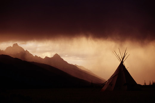 Sunset Grand Teton Mountain Range Teepee